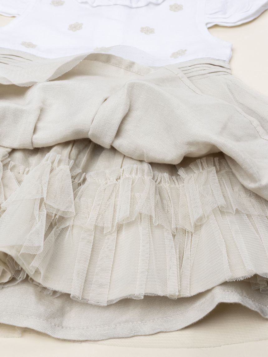 βρεφικό φόρεμα λινό elegant με λουλούδια για κορίτσι - Prénatal