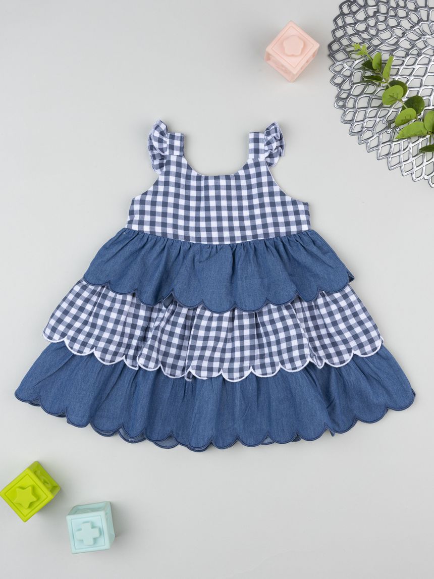 βρεφικό φόρεμα καρό vichy/denim για κορίτσι - Prénatal