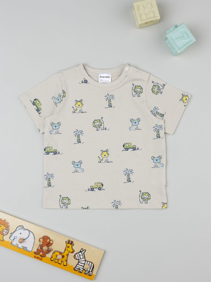 βρεφικό t-shirt μπεζ safari για αγόρι - Prénatal