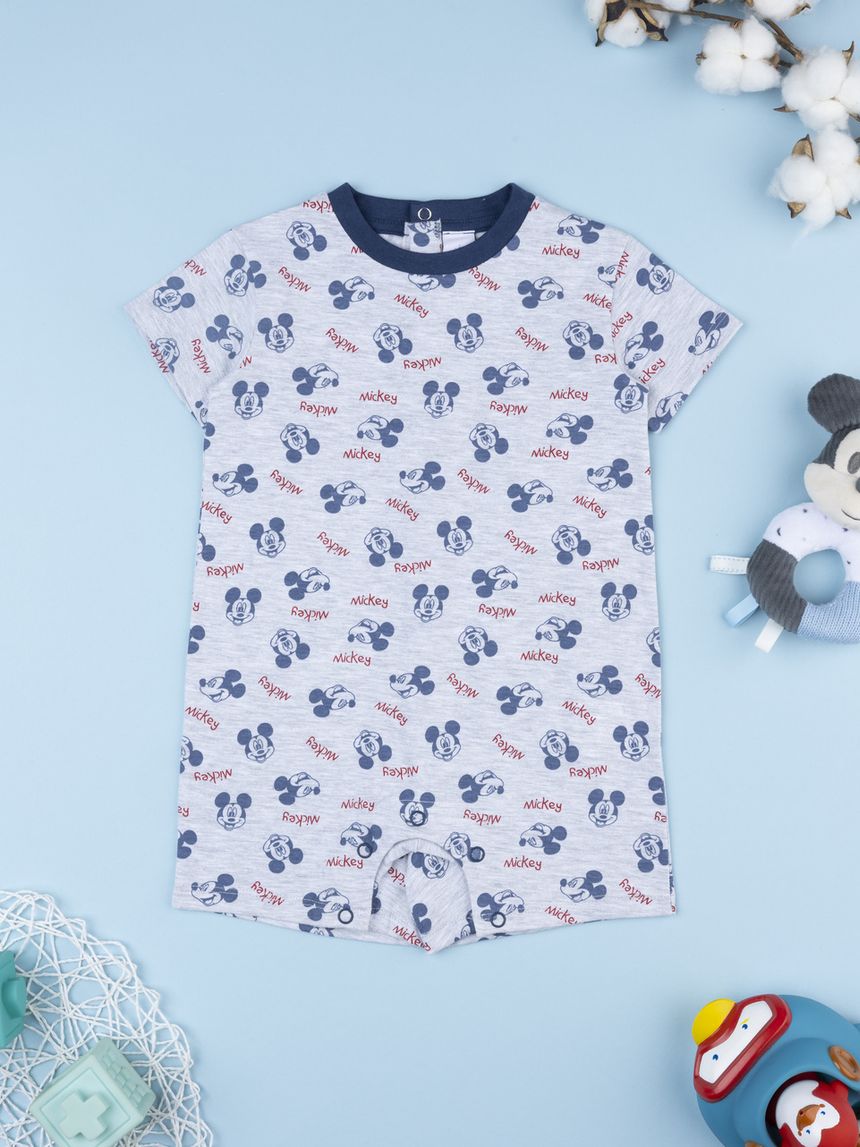 βρεφική ολόσωμη πιτζάμα γκρι mickey για αγόρι - Prénatal