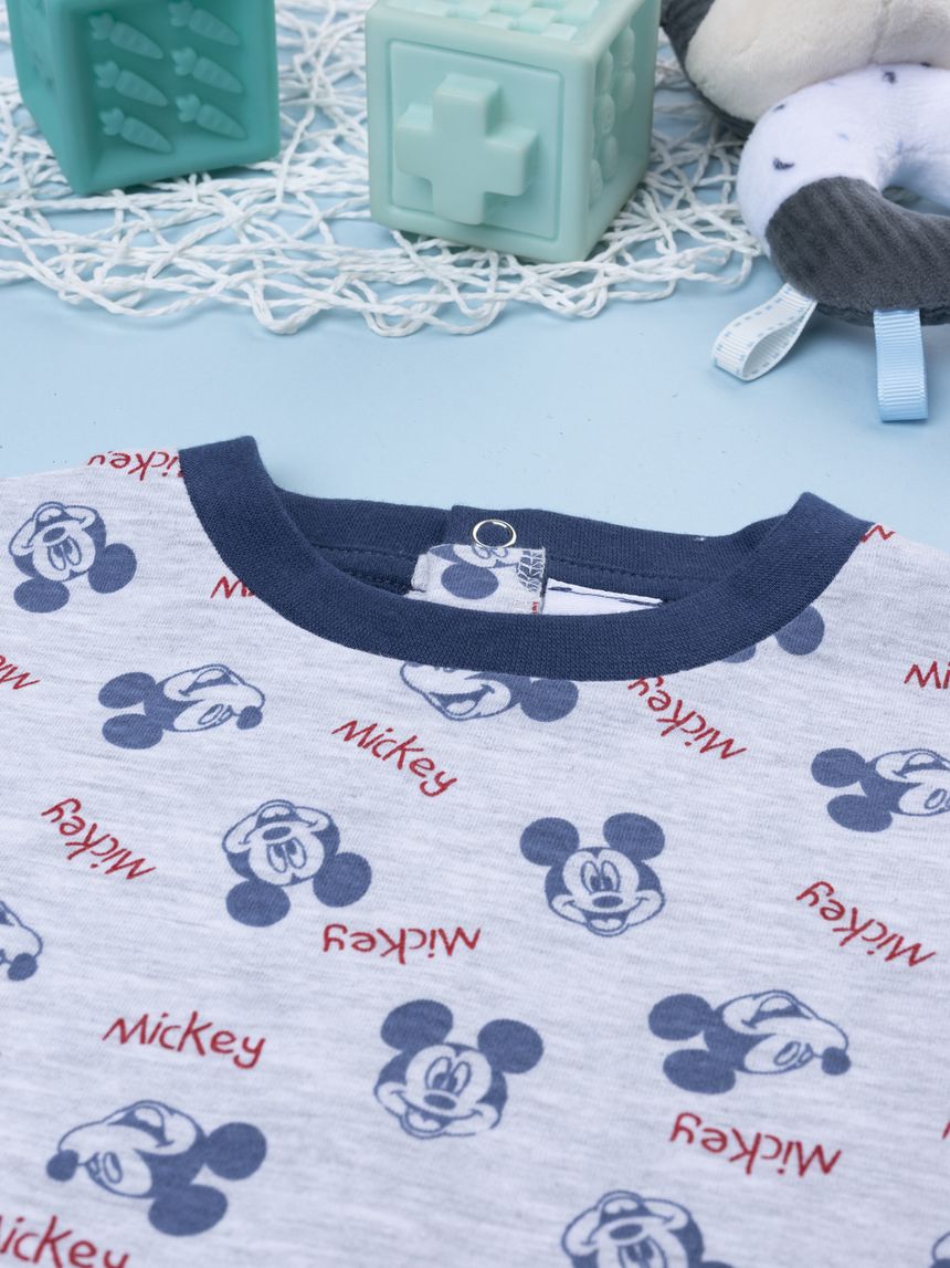βρεφική ολόσωμη πιτζάμα γκρι mickey για αγόρι - Prénatal