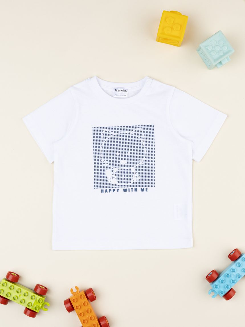 βρεφικό t-shirt λευκό happy για αγόρι - Prénatal