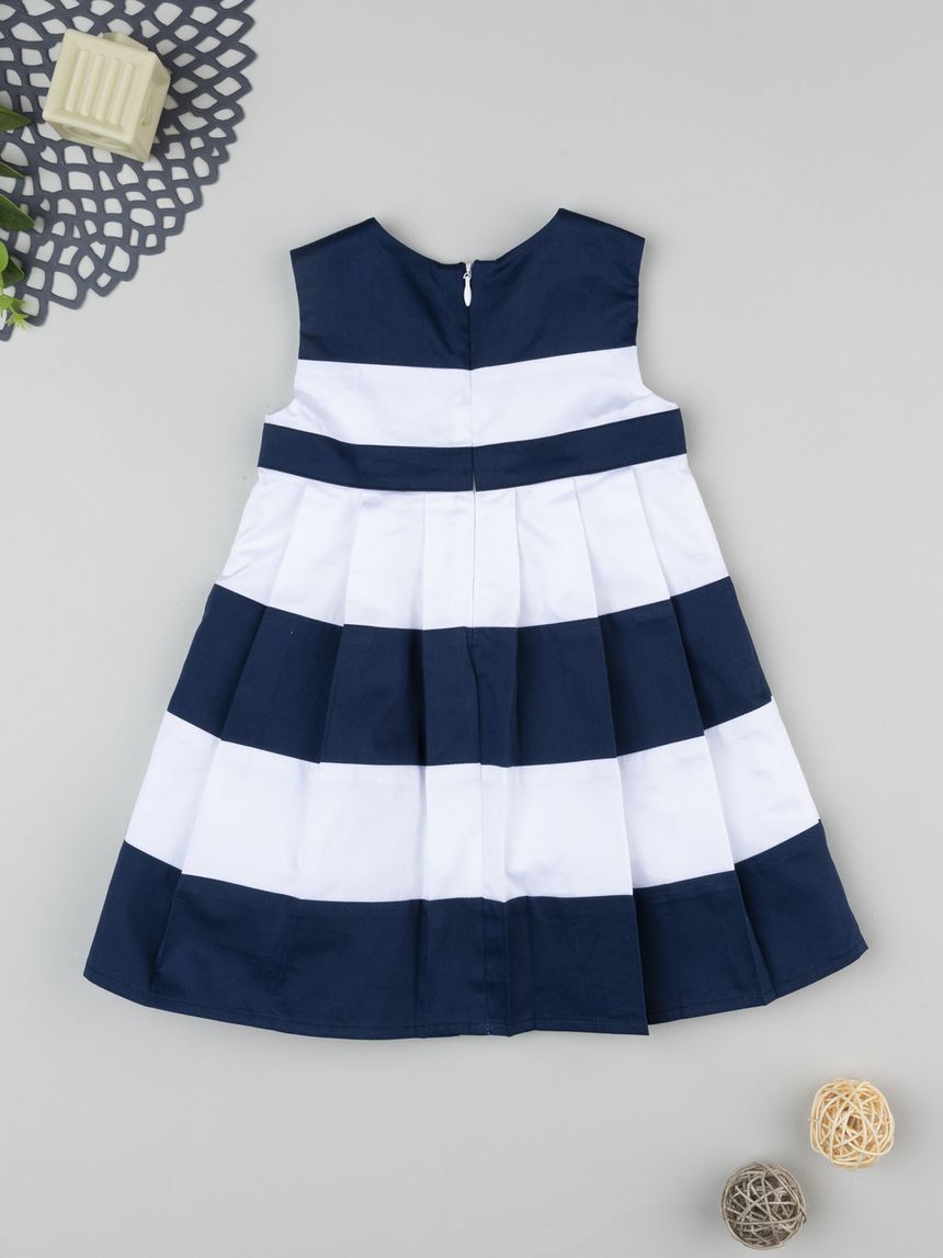 βρεφικό φόρεμα ριγέ μπλε/λευκό elegant για κορίτσι - Prénatal