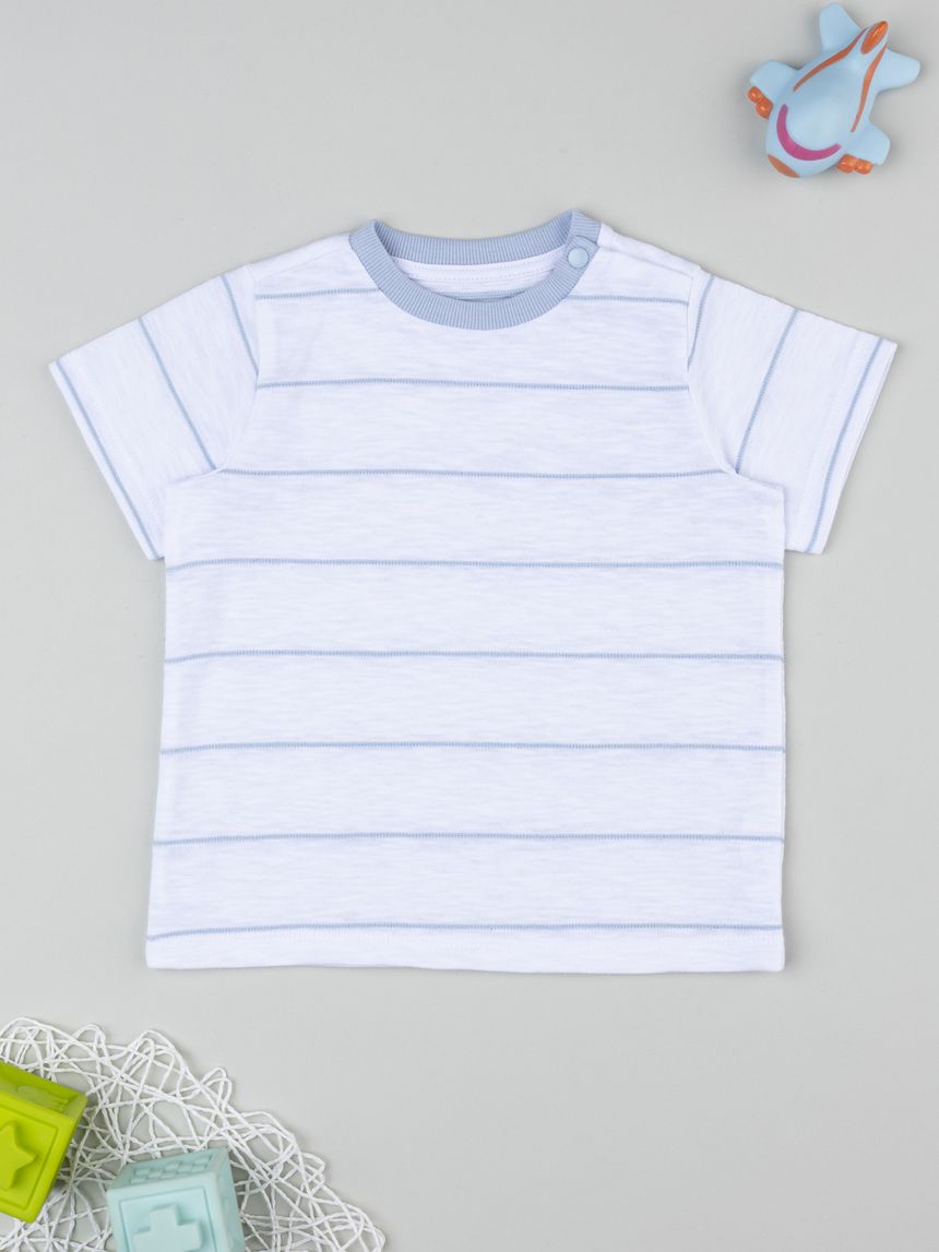 βρεφικό t-shirt ριγέ λευκό/γαλάζιο για αγόρι - Prénatal