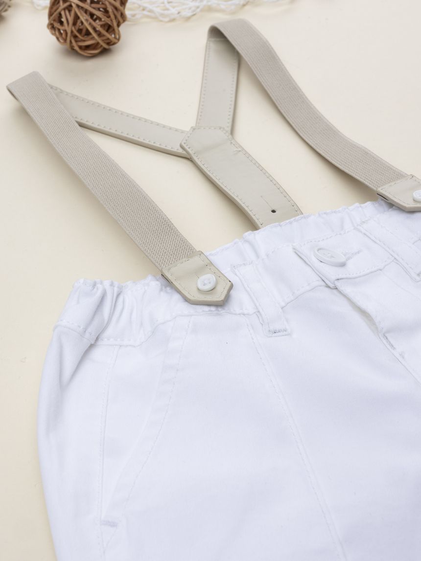 βρεφικό σορτσάκι elegant twill λευκό για αγόρι - Prénatal