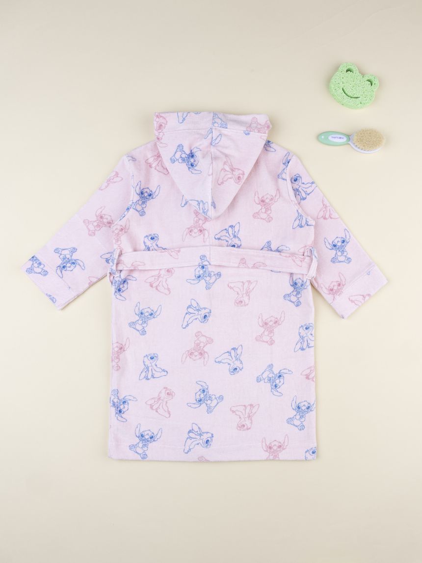 παιδικό μπουρνούζι σενίλ ροζ stitch για κορίτσι - Prénatal