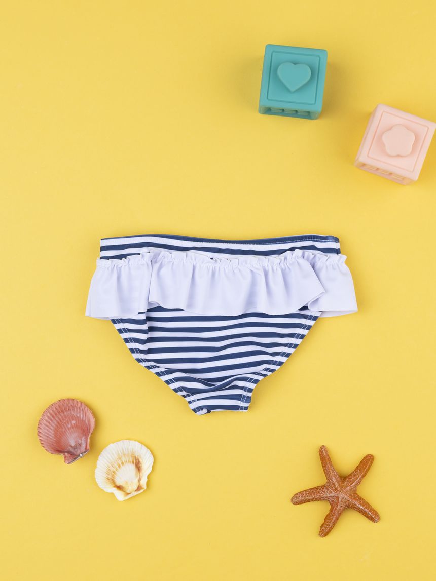 βρεφικό μαγιό σλιπ ριγέ μπλε/λευκό για κορίτσι - Prénatal