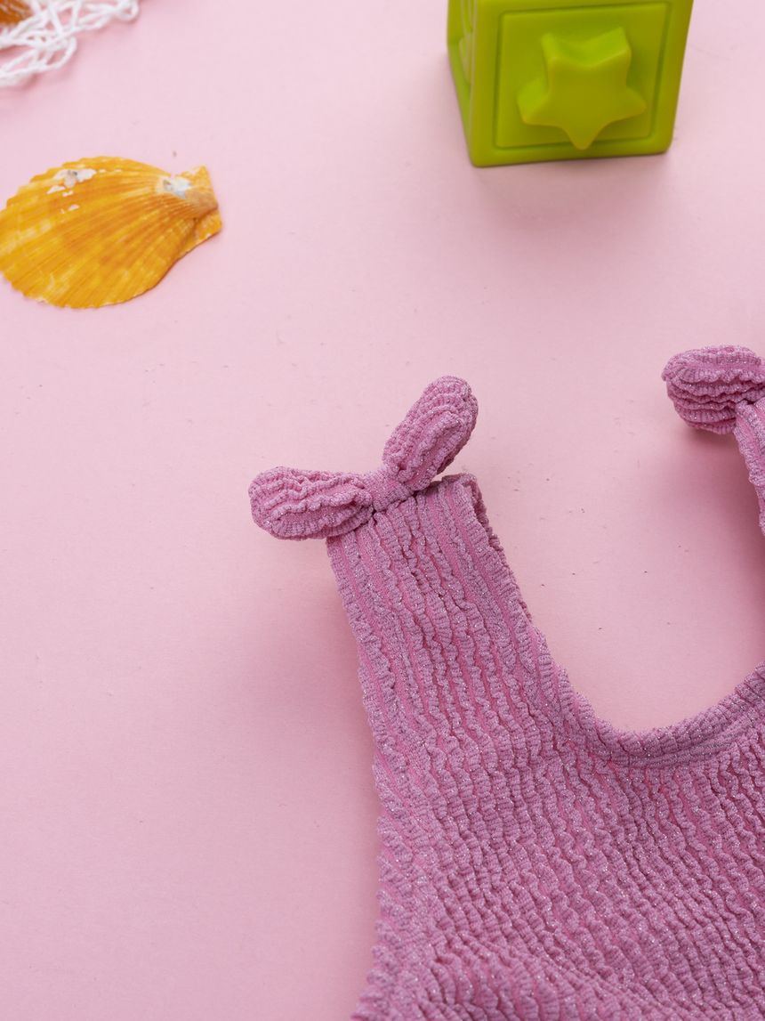 βρεφικό ολόσωμο μαγιό ροζ lurex για κορίτσι - Prénatal