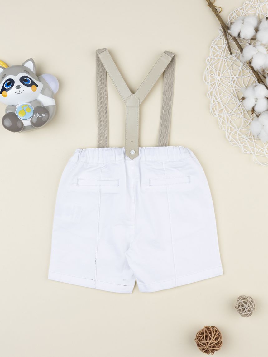βρεφικό σορτσάκι elegant twill λευκό για αγόρι - Prénatal