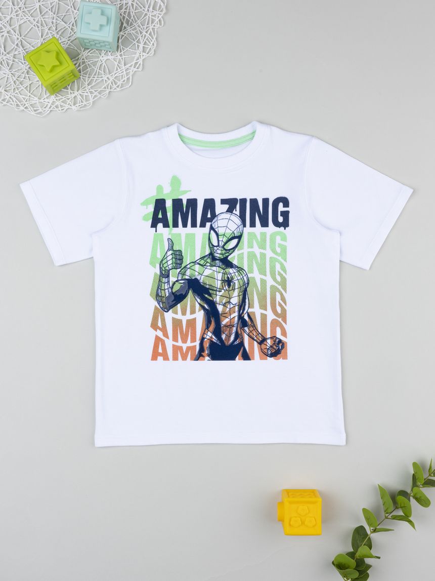 παιδικό t-shirt λευκό spiderman για αγόρι - Prénatal