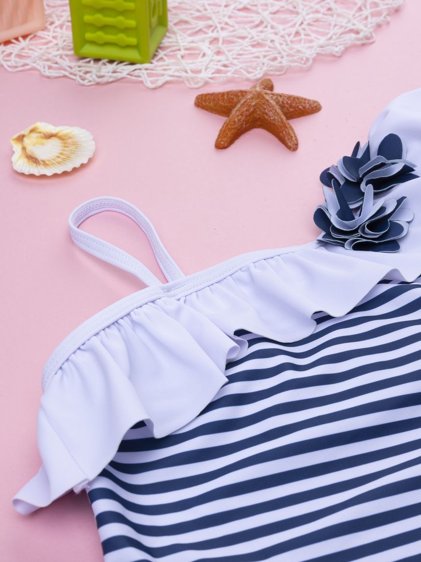 παιδικό ολόσωμο μαγιό ριγέ μπλε/λευκό για κορίτσι - Prénatal