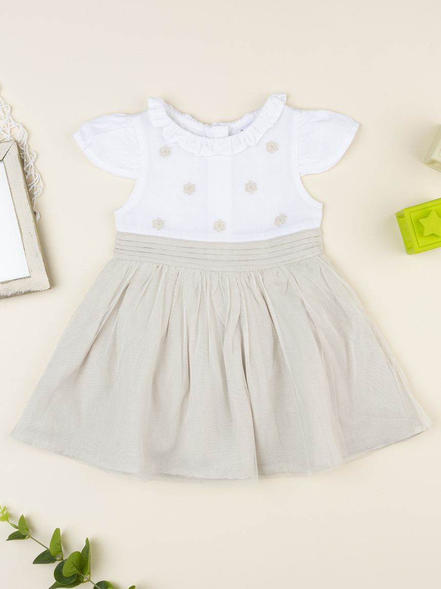 βρεφικό φόρεμα λινό elegant με λουλούδια για κορίτσι - Prénatal