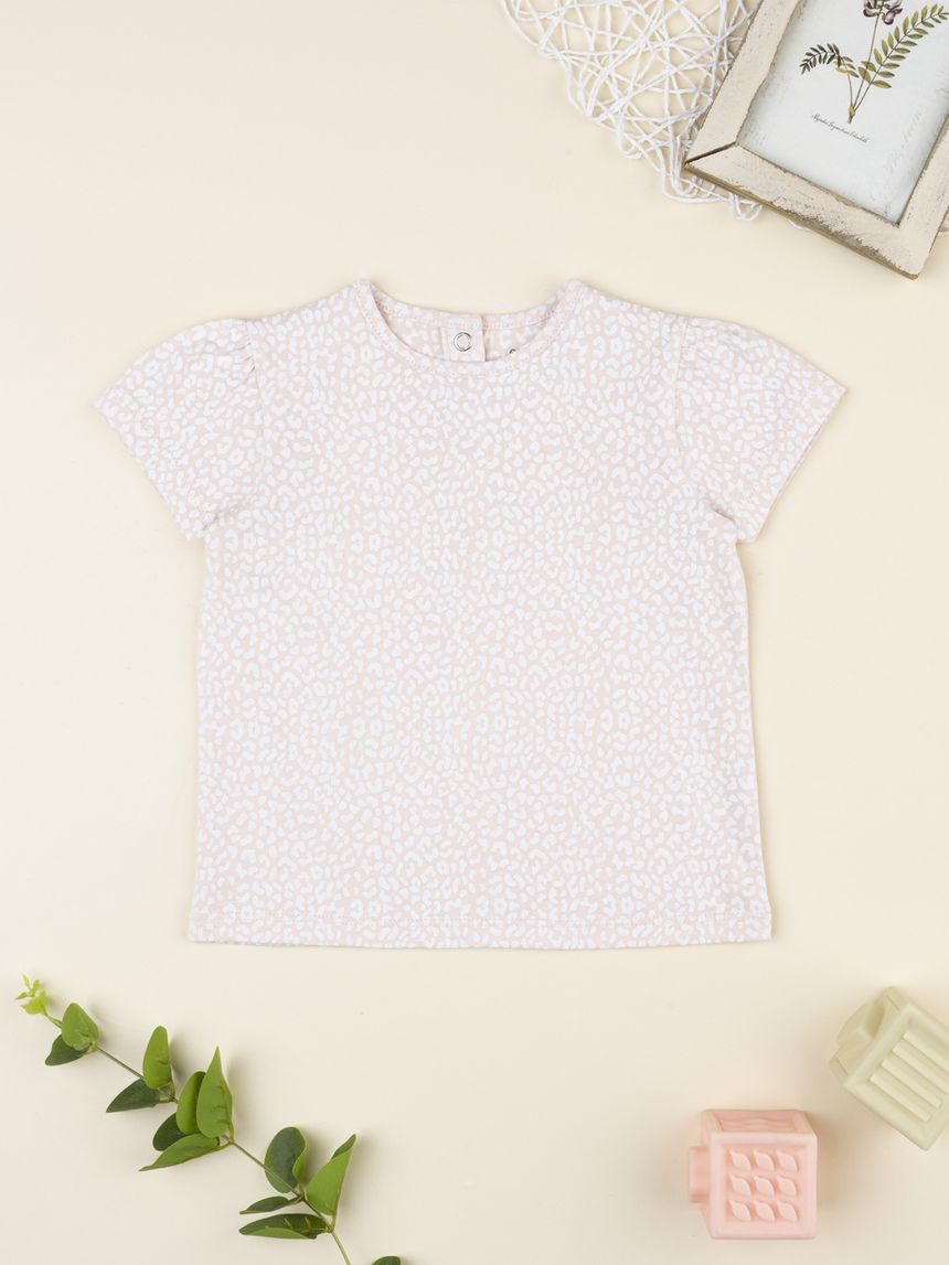 βρεφικό t-shirt ροζ animal print για κορίτσι - Prénatal