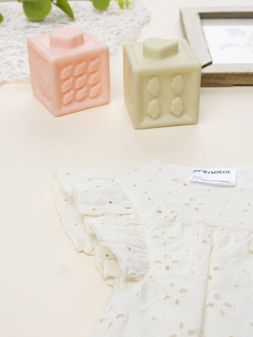 βρεφικό φόρεμα μπεζ δαντέλα sangallo για κορίτσι - Prénatal