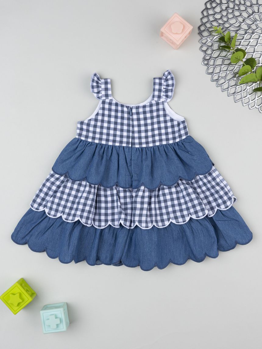 βρεφικό φόρεμα καρό vichy/denim για κορίτσι - Prénatal