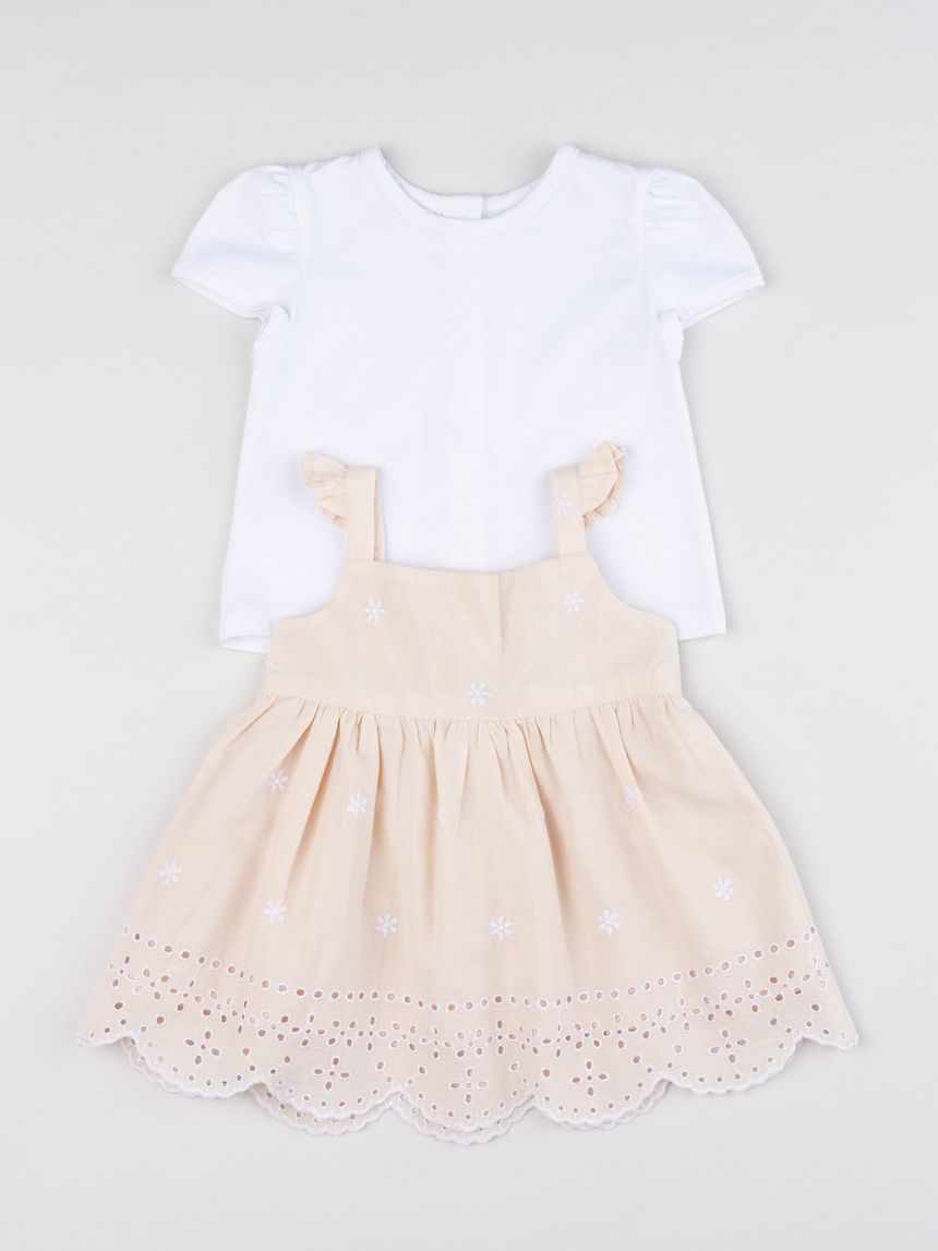 βρεφικό σετ t-shirt και φόρεμα με λουλούδια για κορίτσι - Prénatal