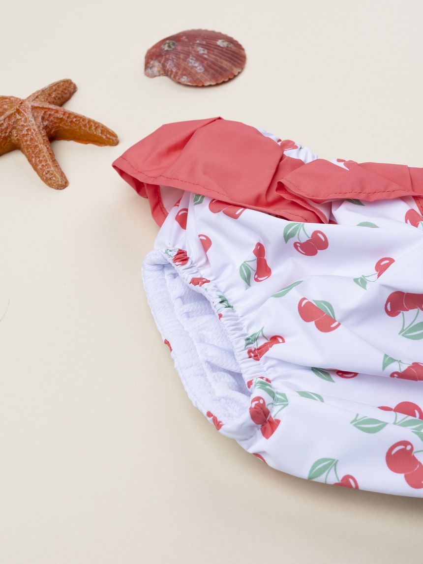 βρεφικό μαγιό πάνα λευκό με κερασάκια για κορίτσι - Prénatal