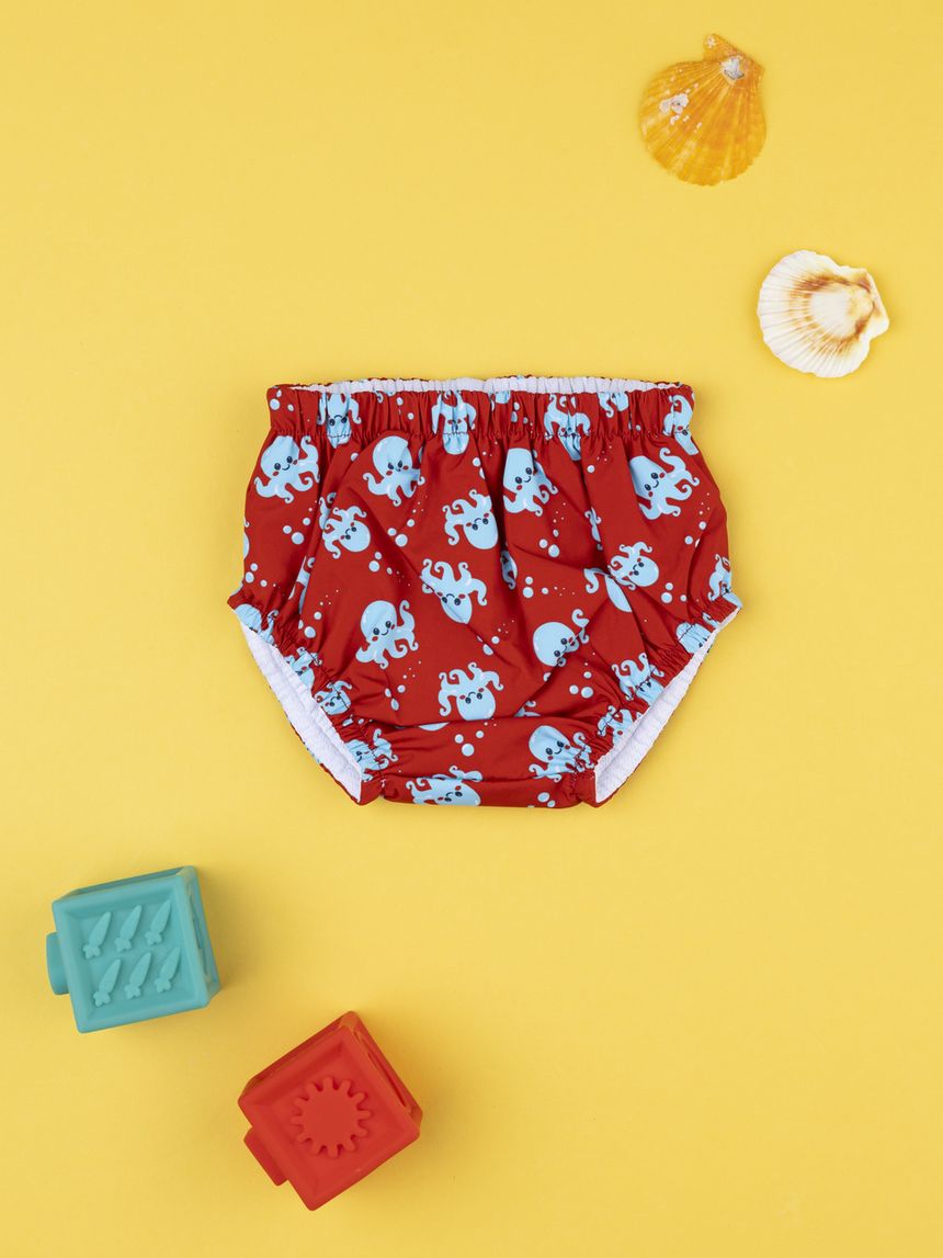 βρεφικό μαγιό πάνα κόκκινο με χταπόδια για αγόρι - Prénatal