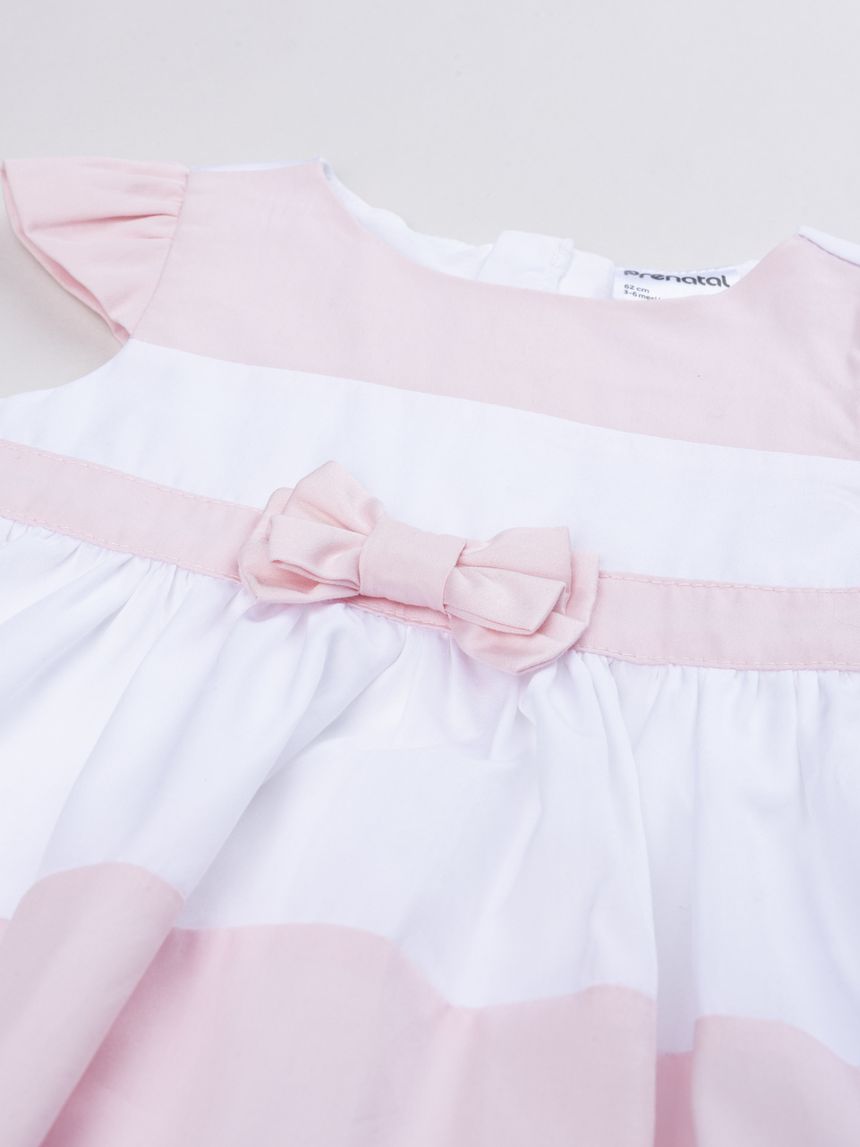βρεφικό φόρεμα ριγέ ροζ/λευκό elegant για κορίτσι - Prénatal