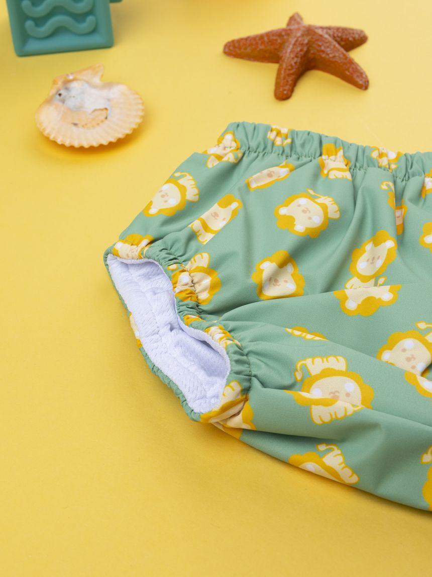 βρεφικό μαγιό πάνα πράσινο με λιονταράκια για αγόρι - Prénatal