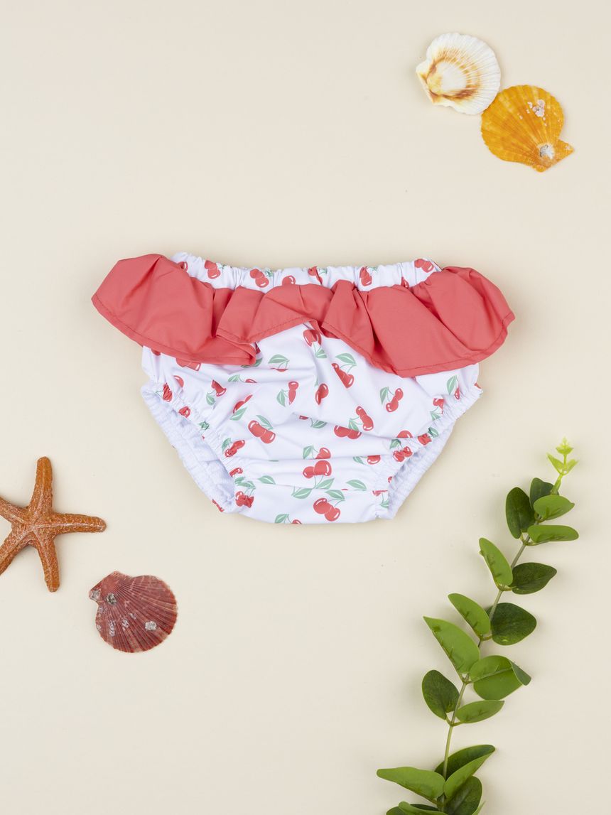 βρεφικό μαγιό πάνα λευκό με κερασάκια για κορίτσι - Prénatal