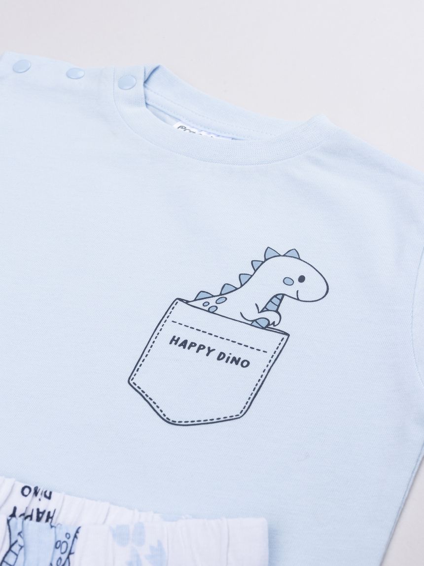 βρεφική πιτζάμα γαλάζια/λευκή dino για αγόρι - Prénatal