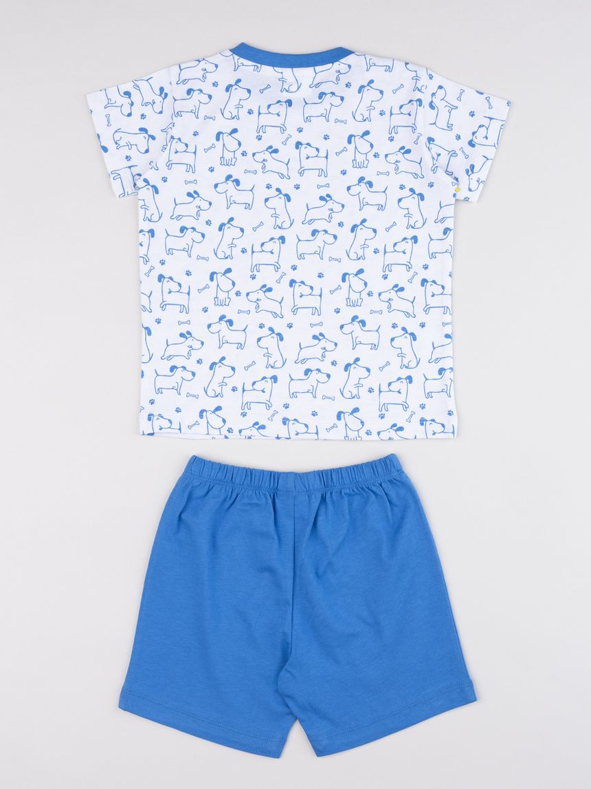 βρεφική πιτζάμα λευκή/μπλε με σκυλάκια για αγόρι - Prénatal