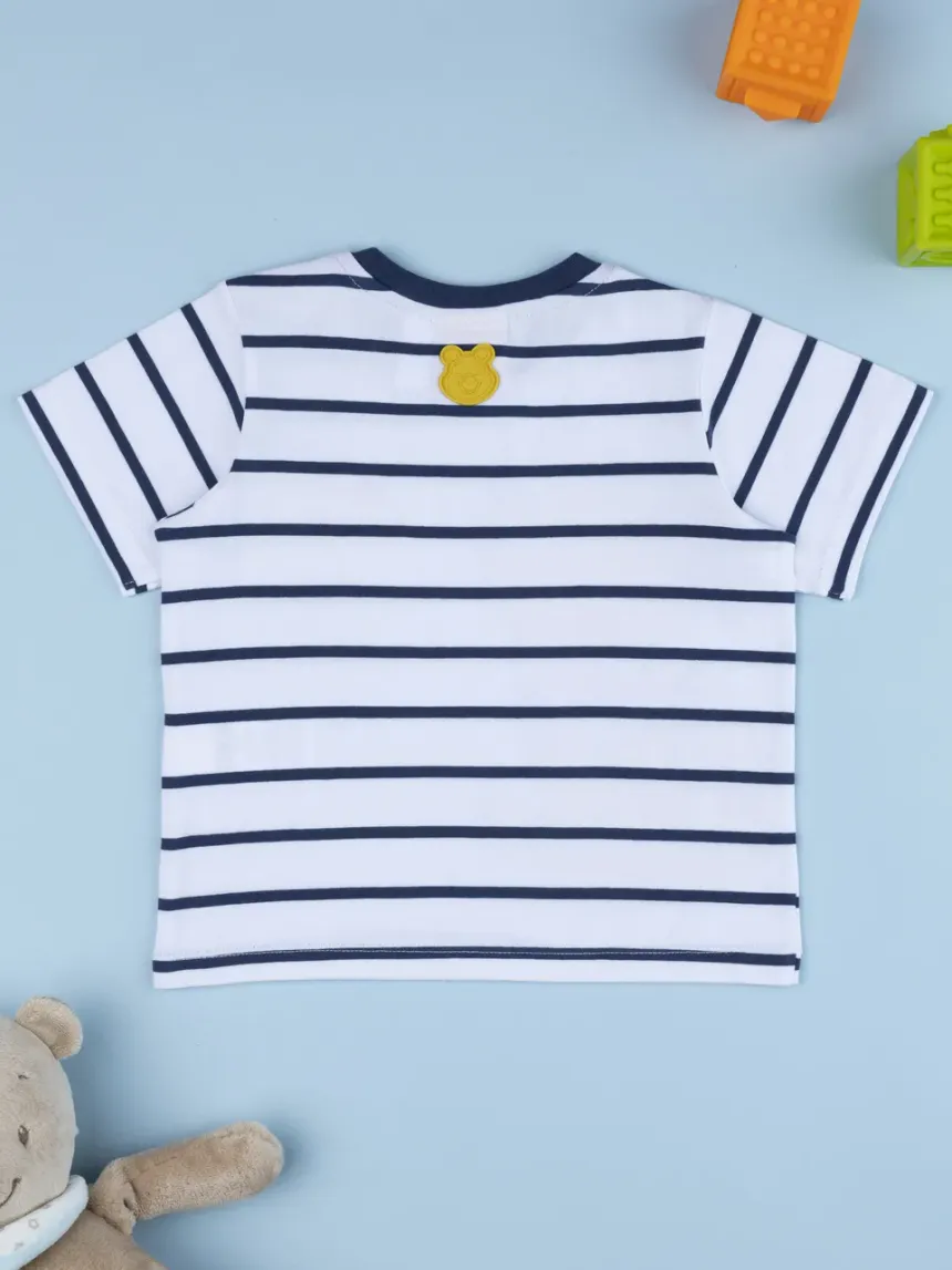 βρεφικό t-shirt λευκό ριγέ winnie για αγόρι - Prénatal