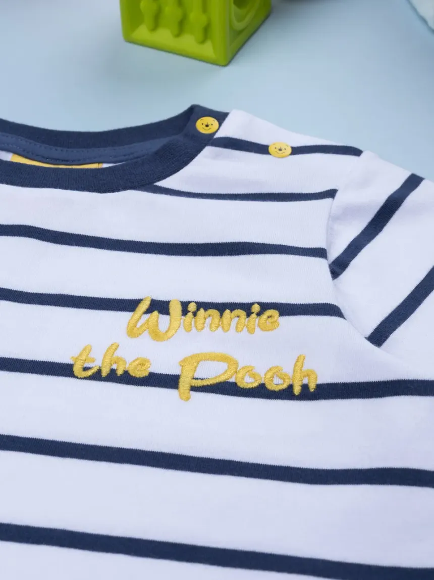 βρεφικό t-shirt λευκό ριγέ winnie για αγόρι - Prénatal