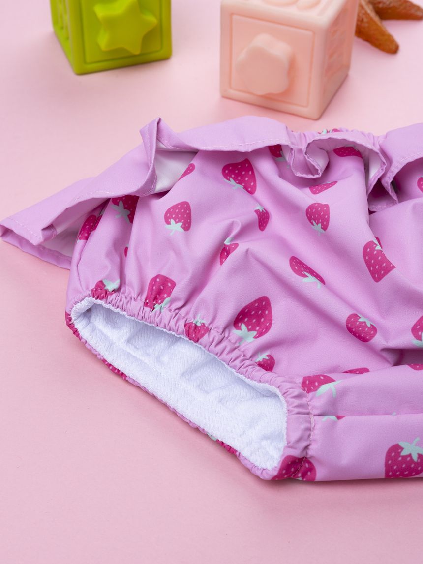 βρεφικό μαγιό πάνα ροζ με φράουλες για κορίτσι - Prénatal