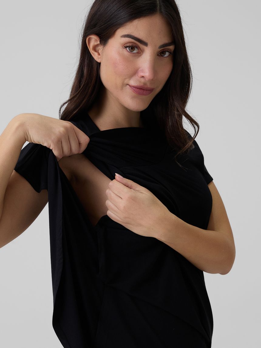 γυναικείο t-shirt εγκυμοσύνης/θηλασμού μαύρο - Prénatal