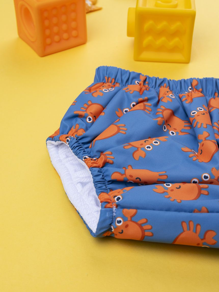 βρεφικό μαγιό πάνα μπλε με καβουράκια για αγόρι - Prénatal