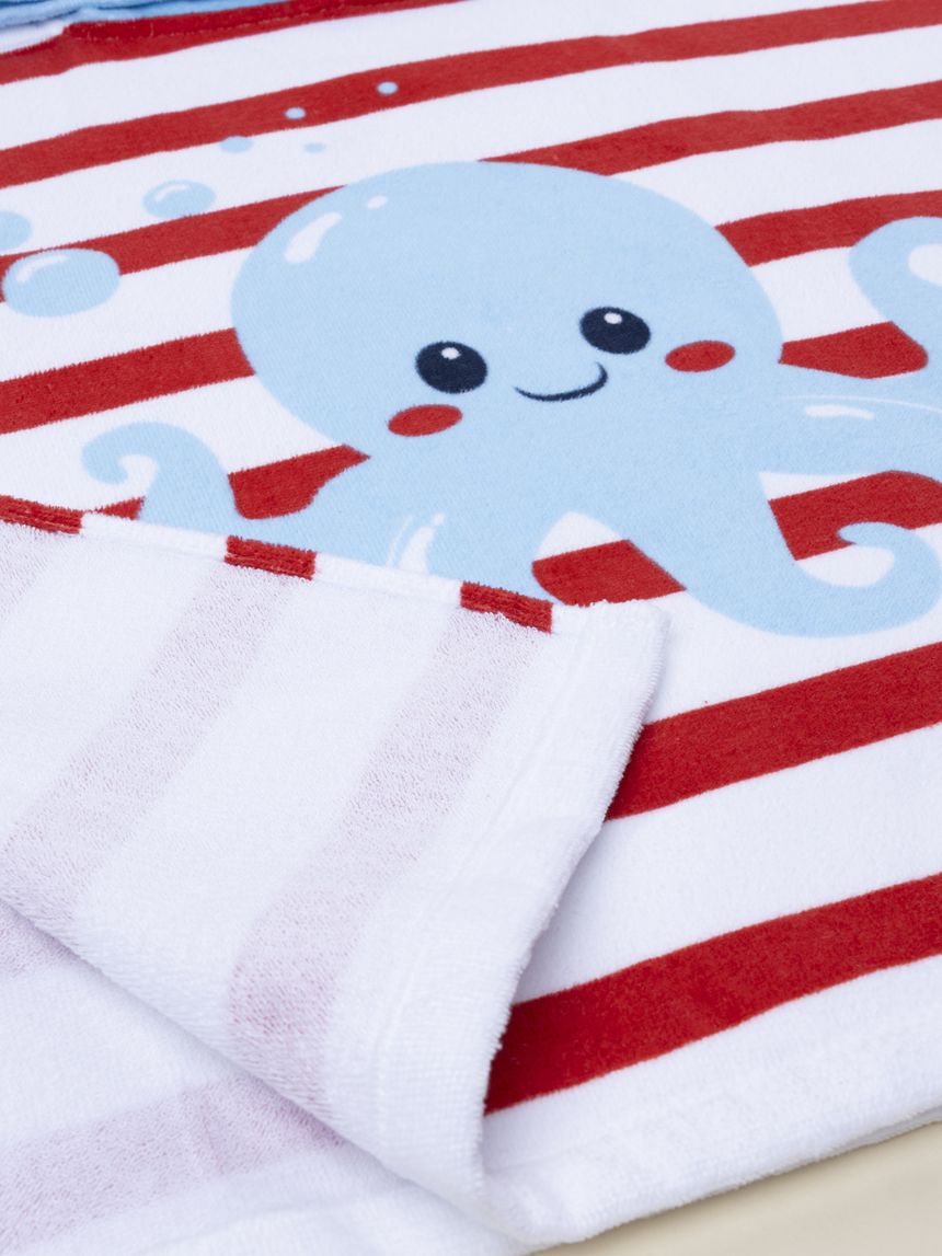 βρεφικό πόντσο θαλάσσης ριγέ με χταπόδι για αγόρι - Prénatal