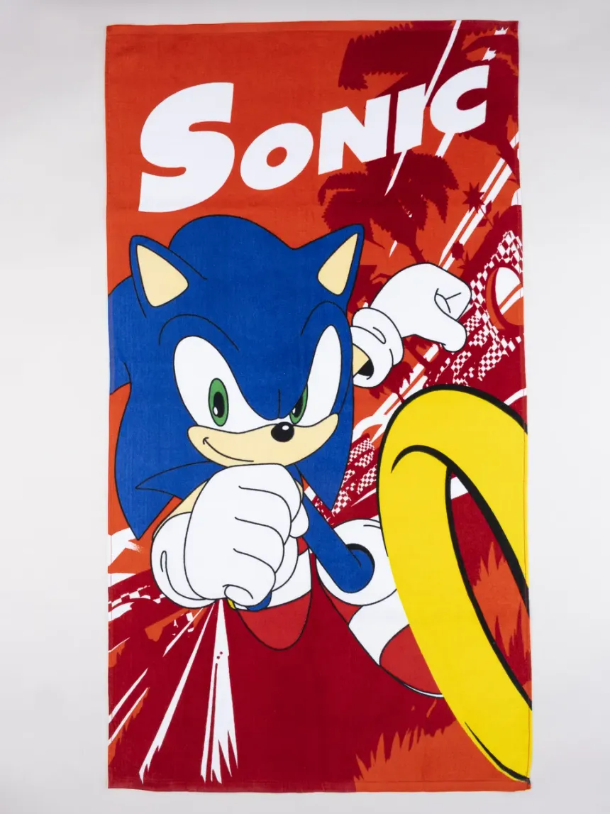παιδική πετσέτα θαλάσσης κόκκινη sonic για αγόρι - Prénatal