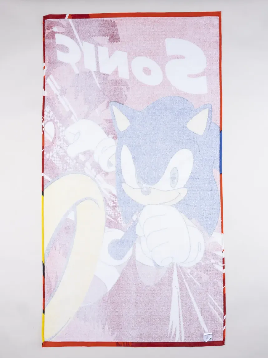 παιδική πετσέτα θαλάσσης κόκκινη sonic για αγόρι - Prénatal