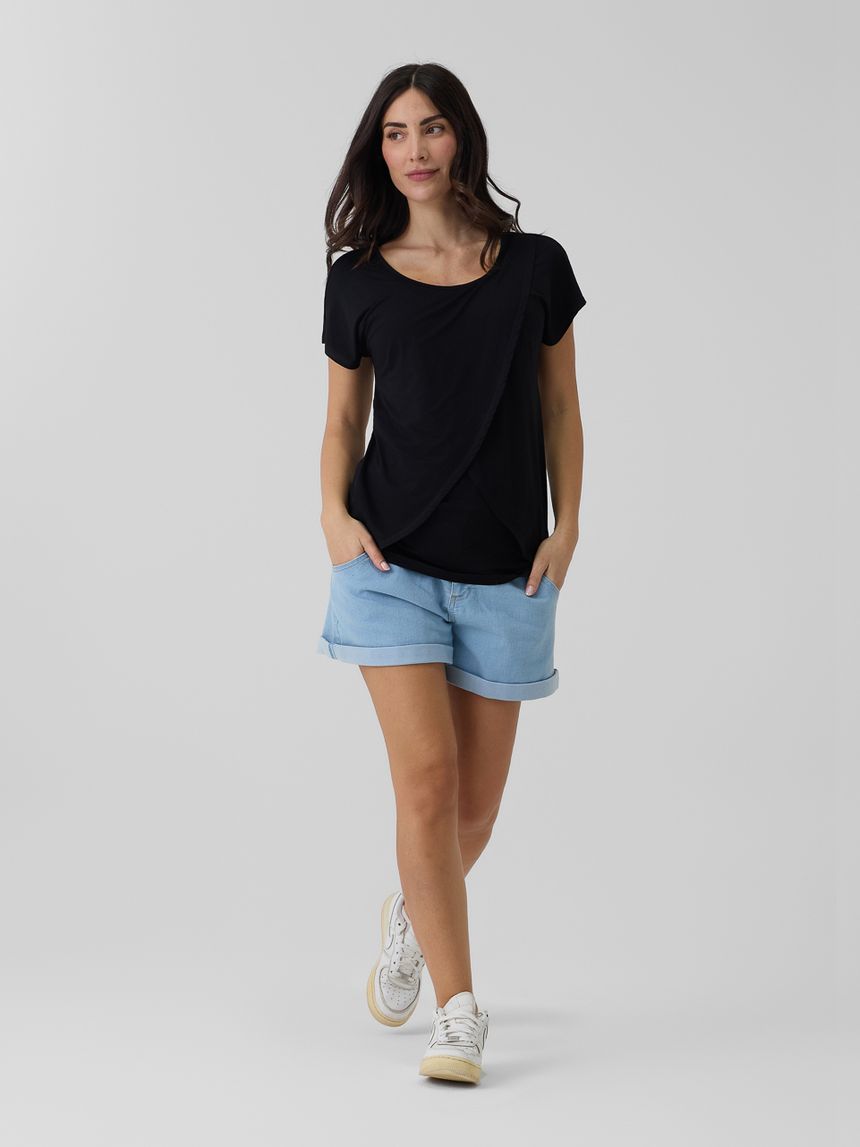 γυναικείο t-shirt εγκυμοσύνης/θηλασμού μαύρο - Prénatal