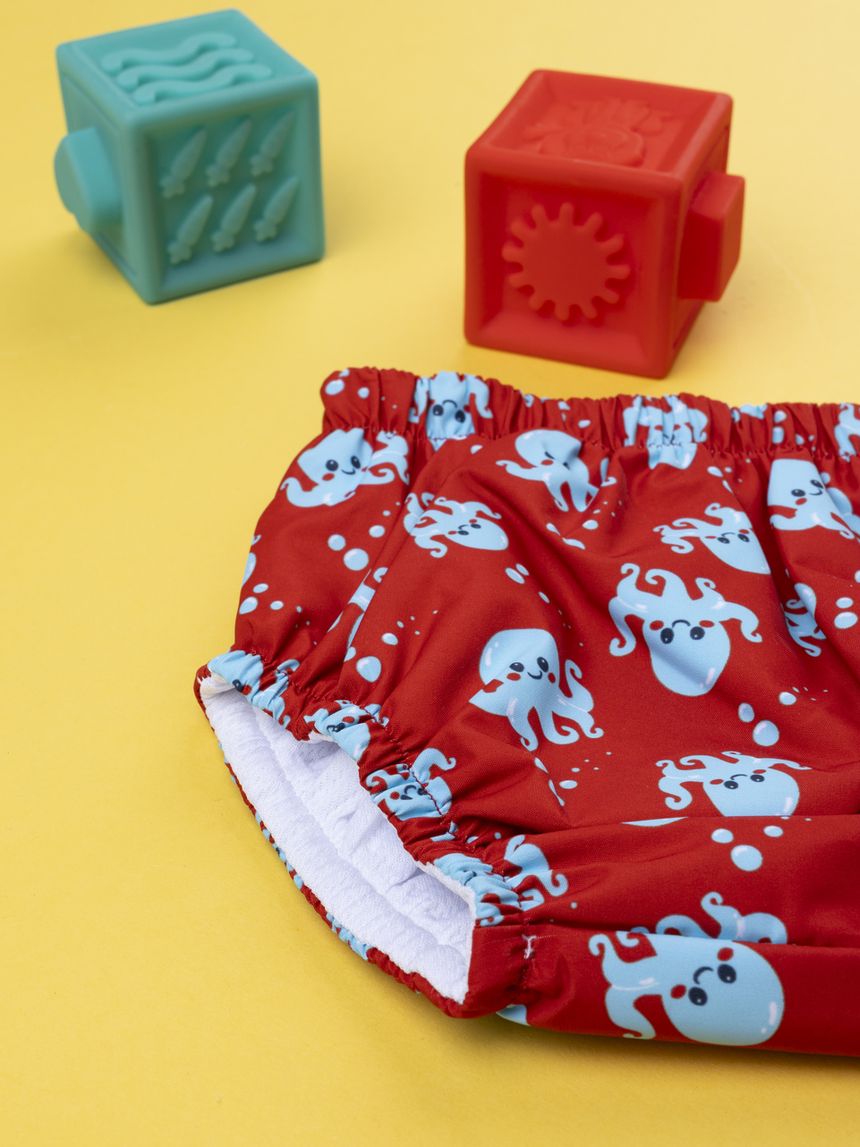 βρεφικό μαγιό πάνα κόκκινο με χταπόδια για αγόρι - Prénatal