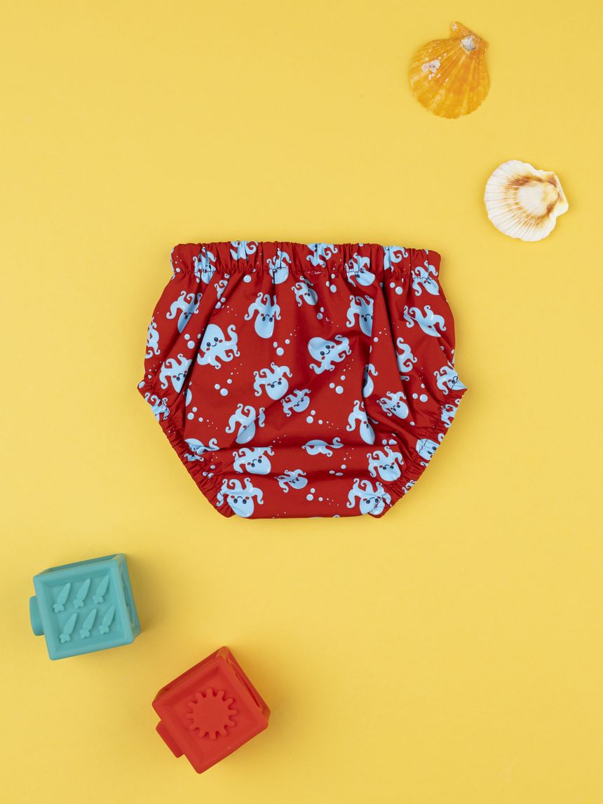 βρεφικό μαγιό πάνα κόκκινο με χταπόδια για αγόρι - Prénatal