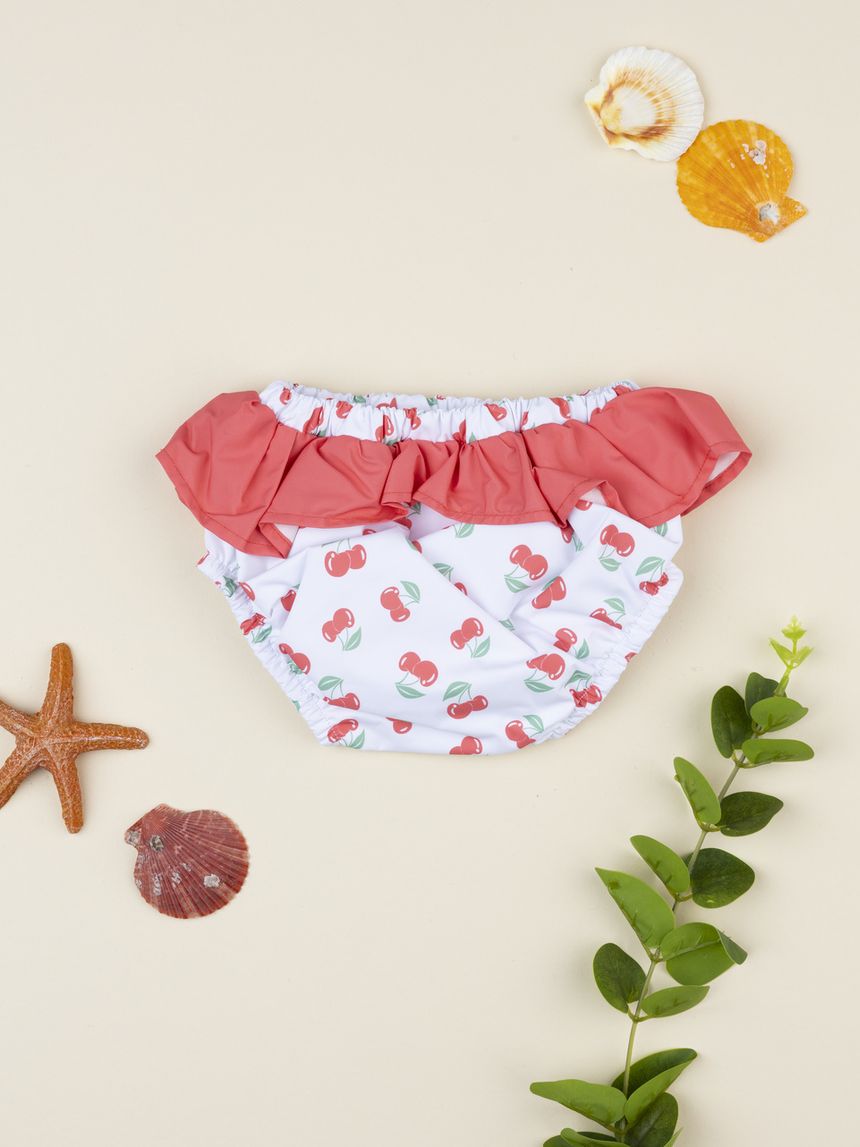 βρεφικό μαγιό πάνα λευκό με κερασάκια για κορίτσι - Prénatal