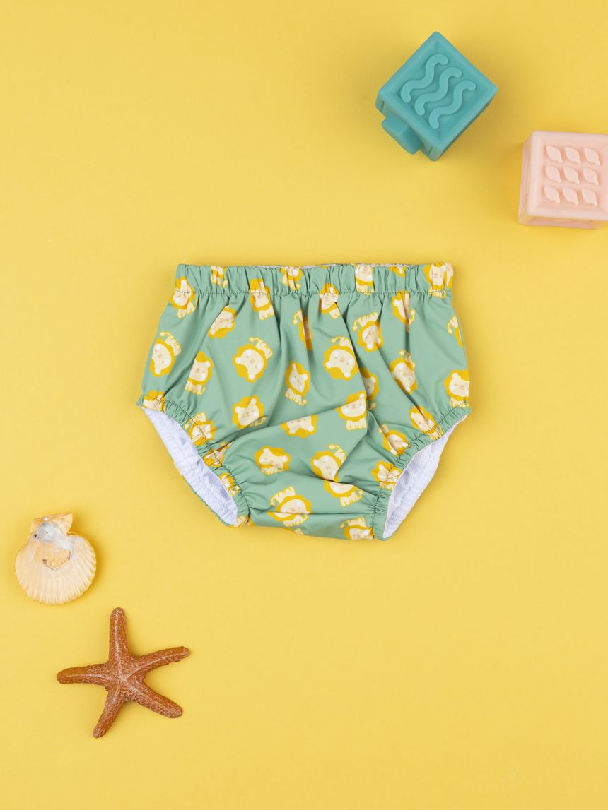 βρεφικό μαγιό πάνα πράσινο με λιονταράκια για αγόρι - Prénatal