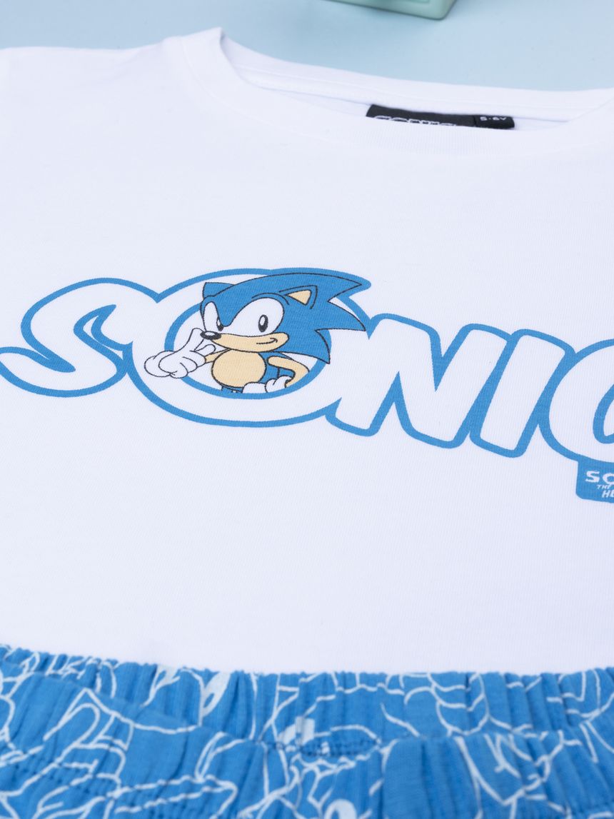 παιδική πιτζάμα λευκή/μπλε sonic για αγόρι - Prénatal