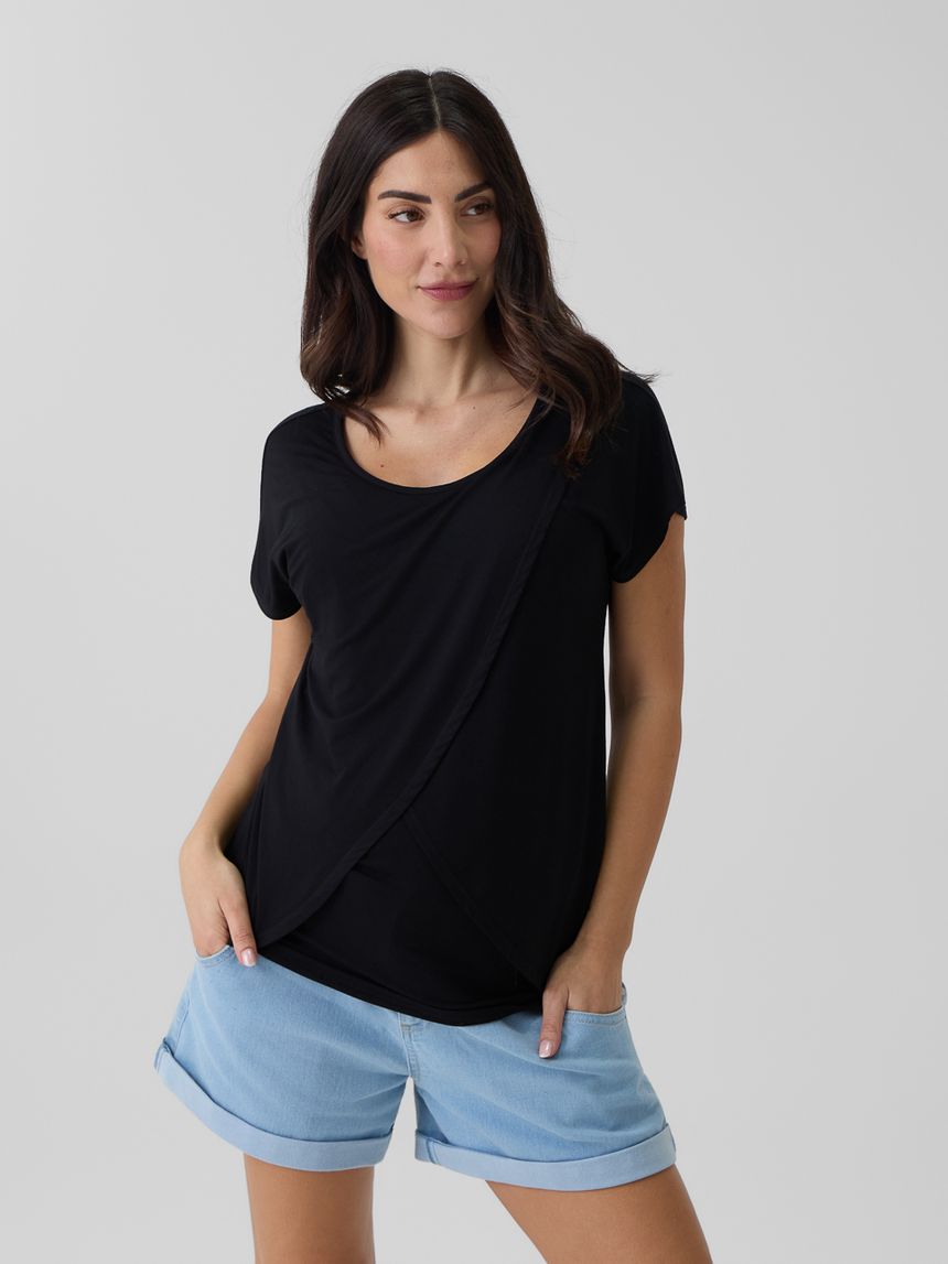 γυναικείο t-shirt εγκυμοσύνης/θηλασμού μαύρο - Prénatal