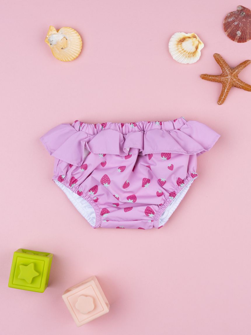 βρεφικό μαγιό πάνα ροζ με φράουλες για κορίτσι - Prénatal