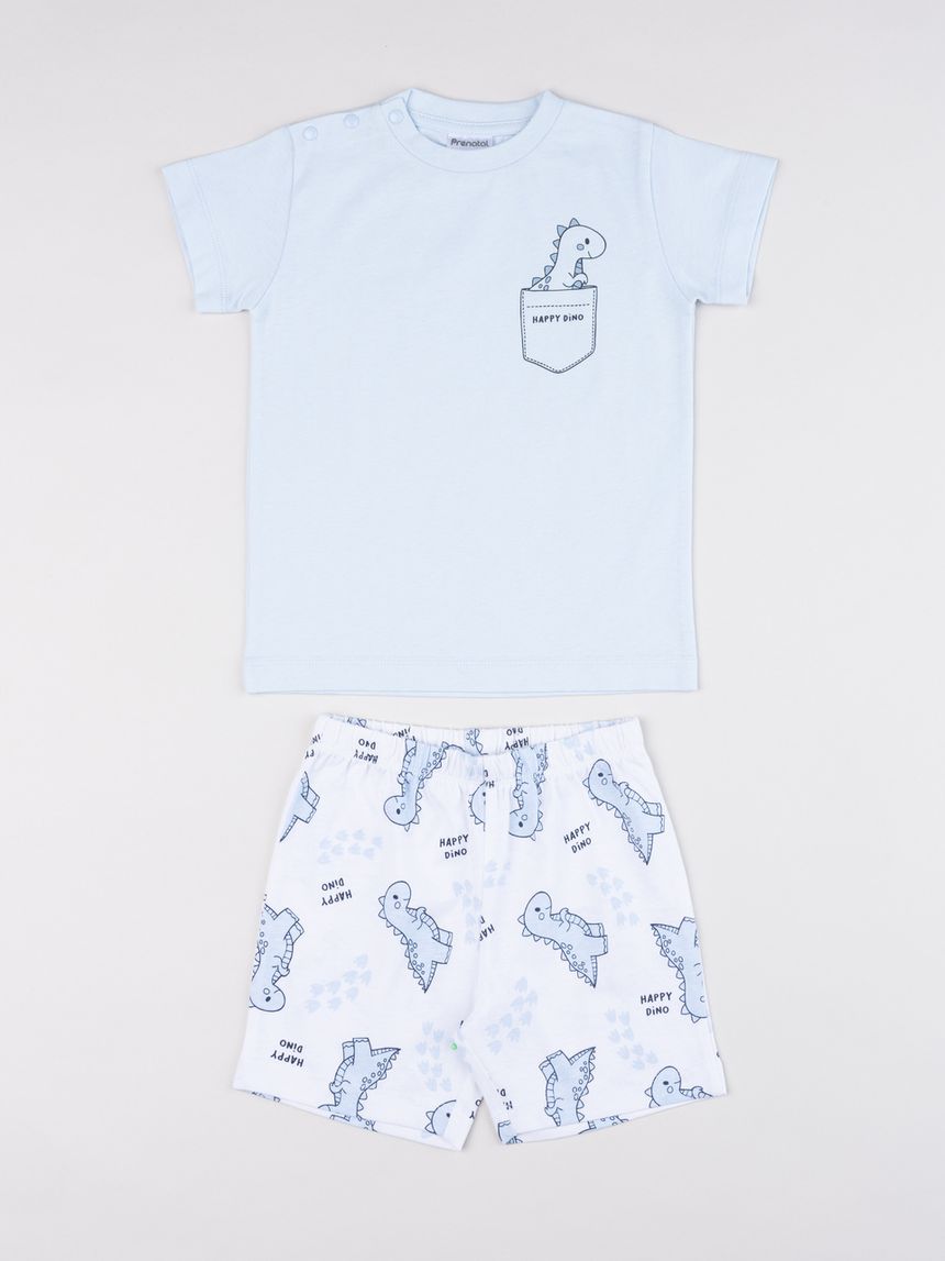 βρεφική πιτζάμα γαλάζια/λευκή dino για αγόρι - Prénatal
