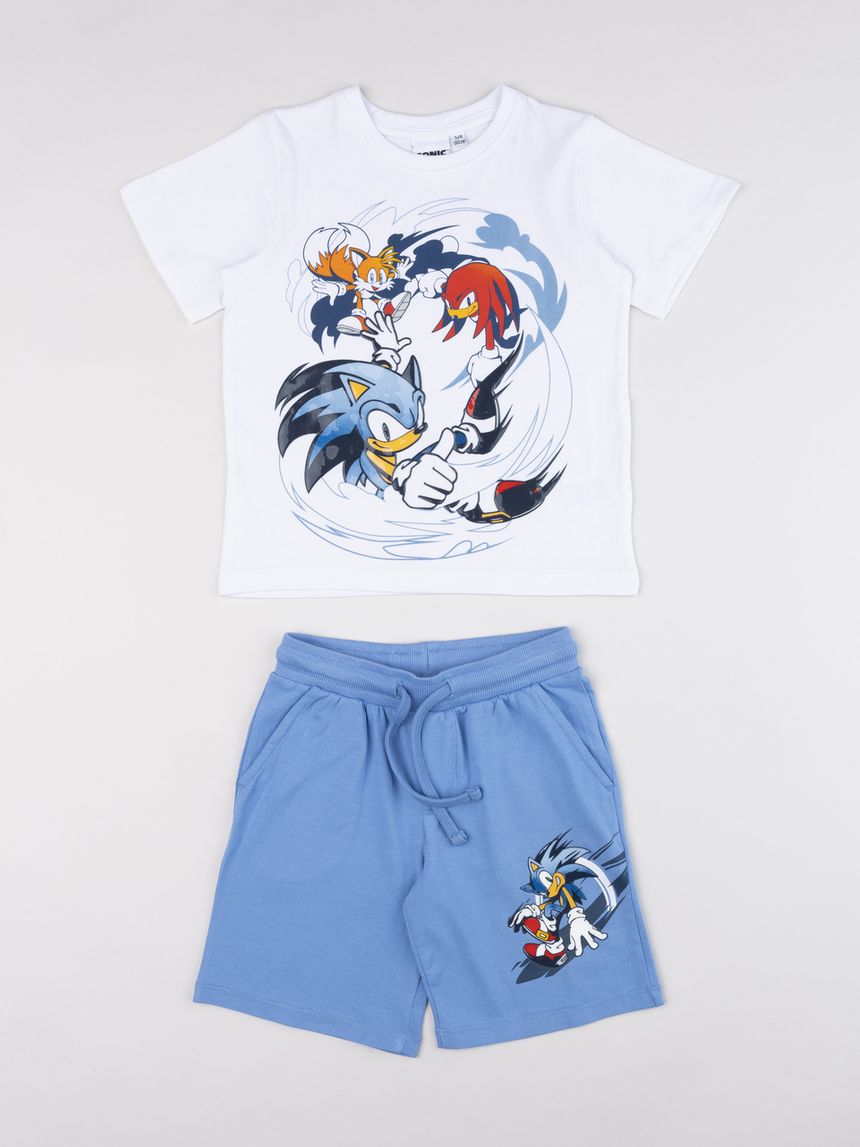 παιδικό σετ t-shirt και σορτσάκι sonic για αγόρι - Prénatal