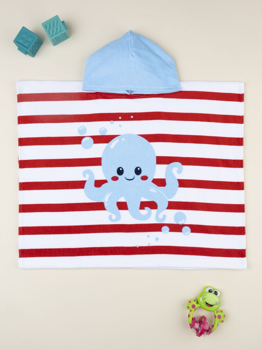 βρεφικό πόντσο θαλάσσης ριγέ με χταπόδι για αγόρι - Prénatal