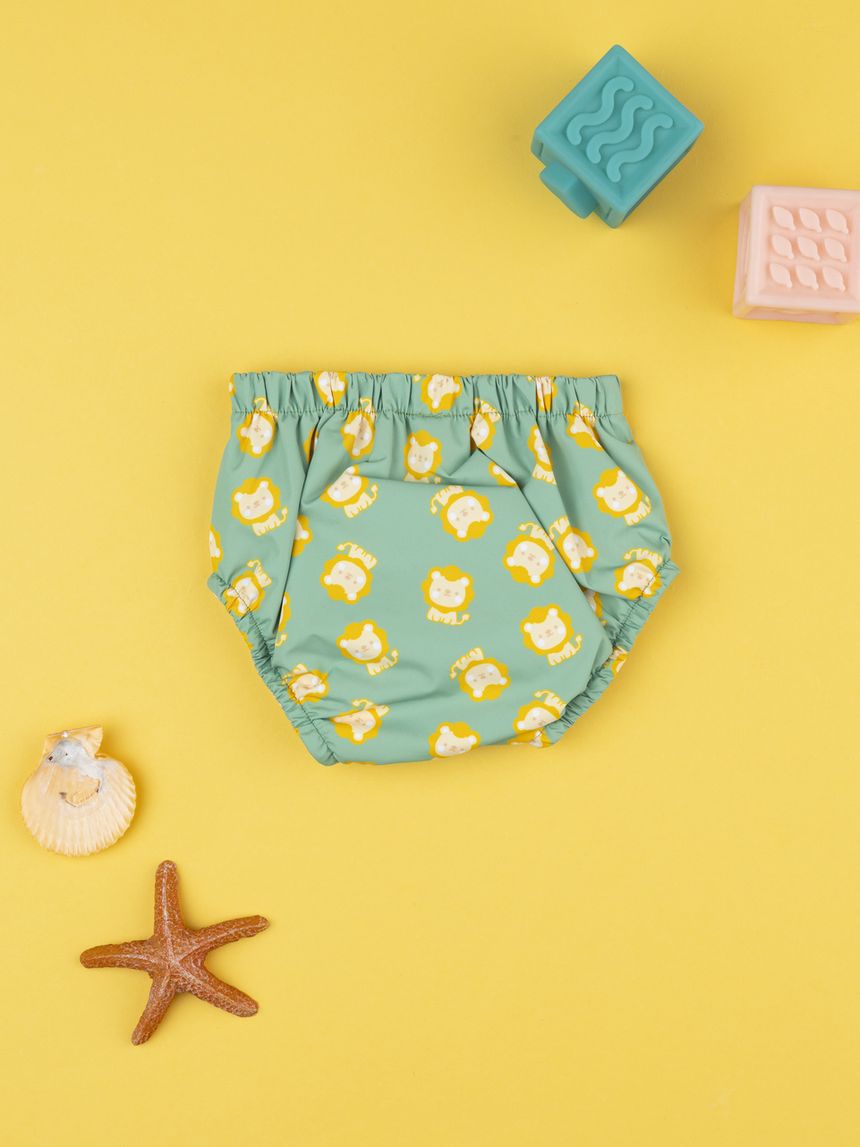 βρεφικό μαγιό πάνα πράσινο με λιονταράκια για αγόρι - Prénatal