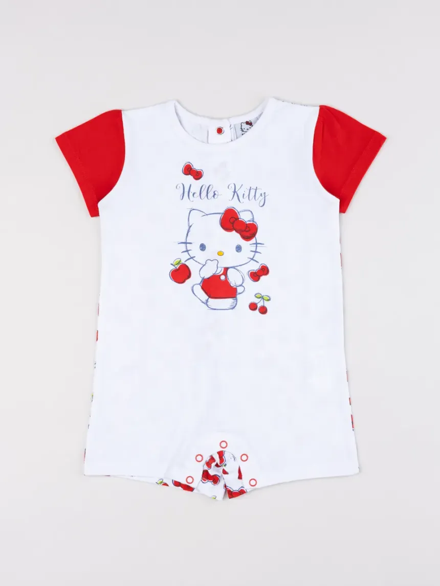 βρεφική πιτζάμα ολόσωμη λευκή hello kitty για κορίτσι - Prénatal