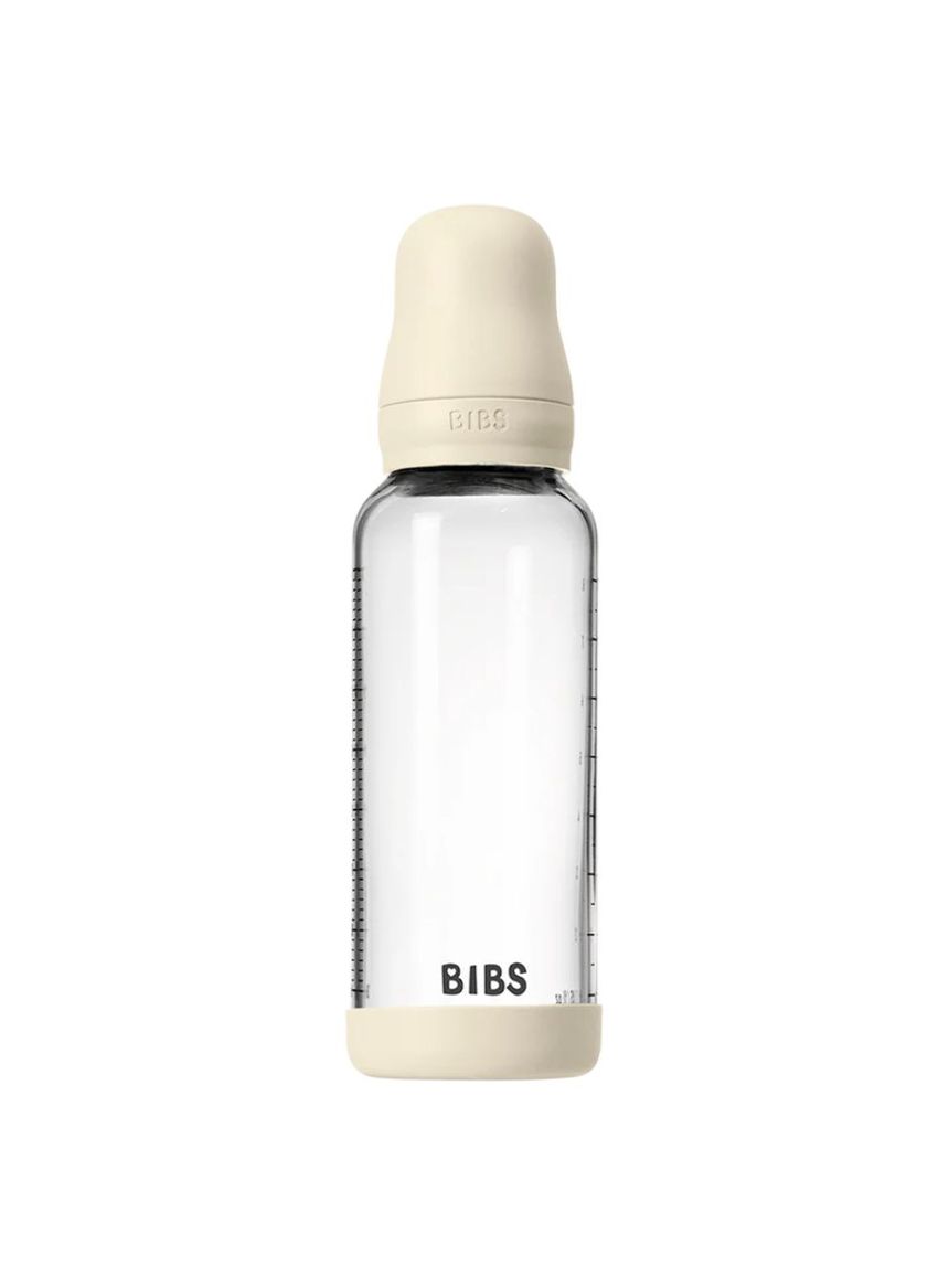 Bibs γυάλινο μπιμπερό με θηλή σιλικόνης μέτριας ροής 2 μηνών+ 240ml ivory 12.50201216 - BIBS