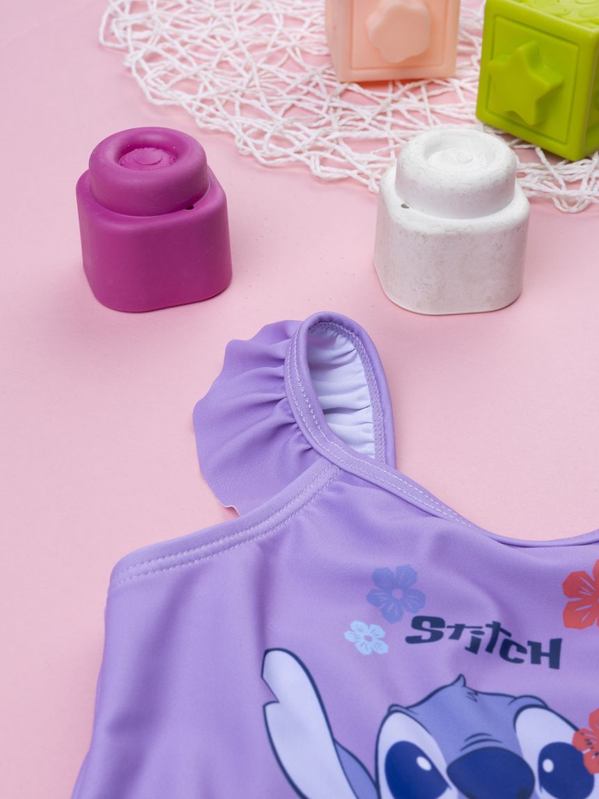 βρεφικό ολόσωμο μαγιό λιλά stitch για κορίτσι - Prénatal